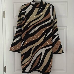 Like New Metallic Studded Zebra Bell Sleeve Dress!